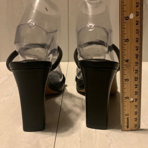 Steven Women's Black Leather Open Toe Cut Out Ankle Strap Heeled Sandals Size 8 - Picture 4 of 12